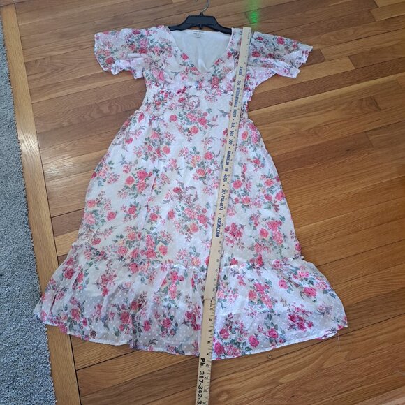 Vintage Laura Ashley Women's Small Knee Length Floral Dress Swiss Dot Baby Doll - Picture 9 of 11